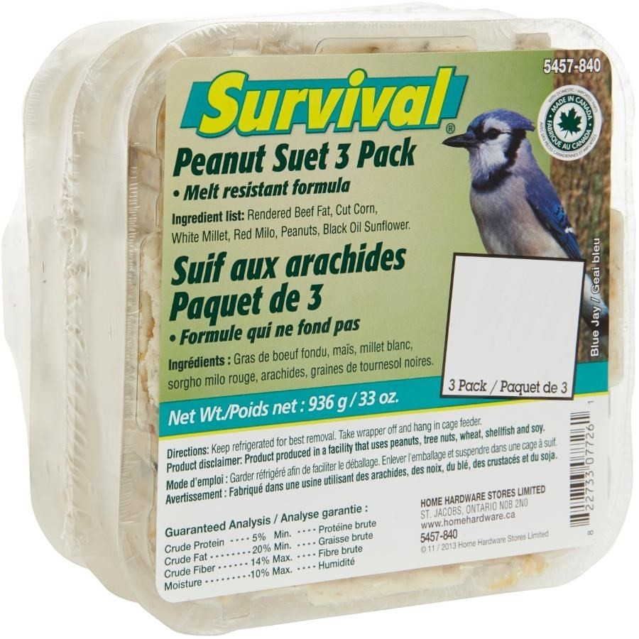 Paquet de 3 pains de suif et arachides pour oiseaux, 936 g