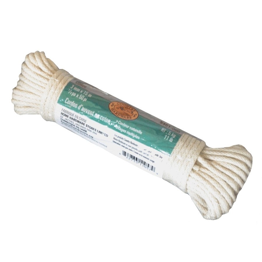 Corde en coton de 1/8 po x 50 pi pour auvent