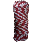 Corde de polypropylène, tressée en losange, blanche et rouge, 3/8 po x 50 pi