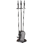 Ensemble d'outils de 4 pièces ronds pour foyer, noir