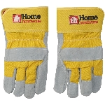 Gants de travail combinés Home Hardware en cuir refendu doublés en molleton rouge pour hommes