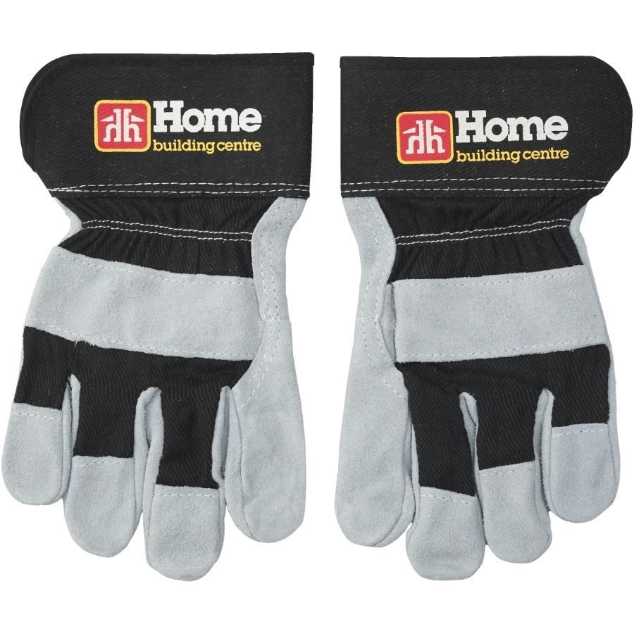 Gants de travail noirs en cuir refendu pour hommes, grand