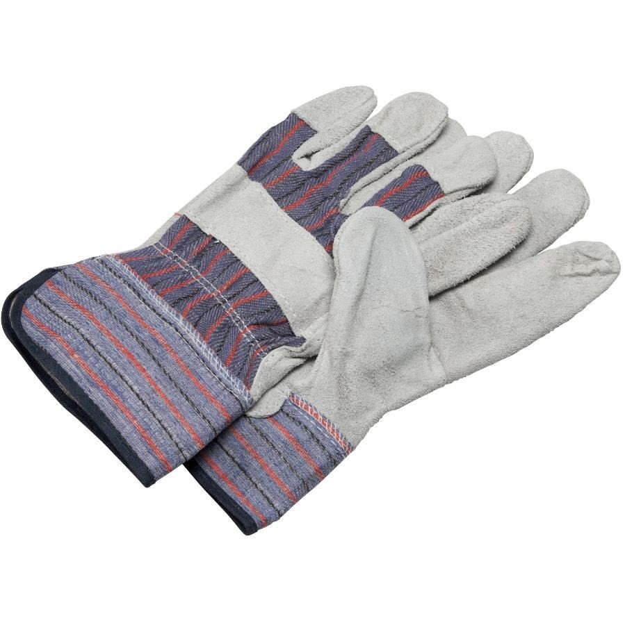 Paquet de 3 paires de gants de travail combinés doublés en cuir refendu  pour hommes, grand