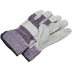 Paquet de 3 paires de gants de travail combinés en cuir refendu avec rayures pour hommes, grand