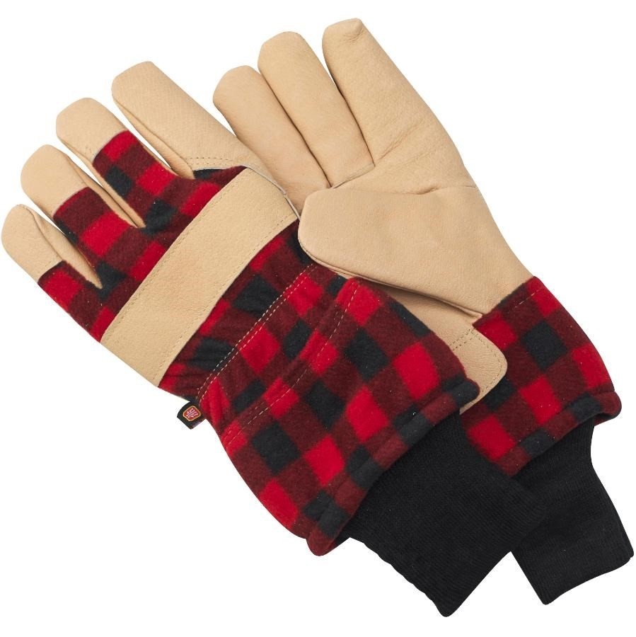 Gants noirs et rouges de travail à carreaux de série Canadiana pour hommes, grand