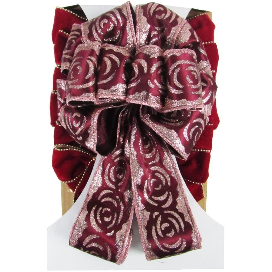 Nœud De Cime D'arbre De Noël, 60 X 260 Cm, Nœuds Rouges En Velours