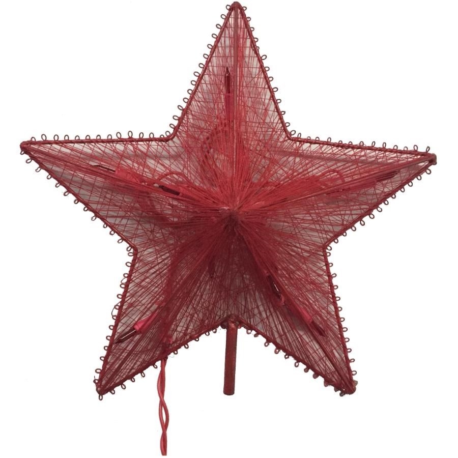 Étoile De Sapin De Noël - Pointe De Sapin Traditionnelle En Plastique Doré/rouge, 20cm, Décoration Vintage - 8