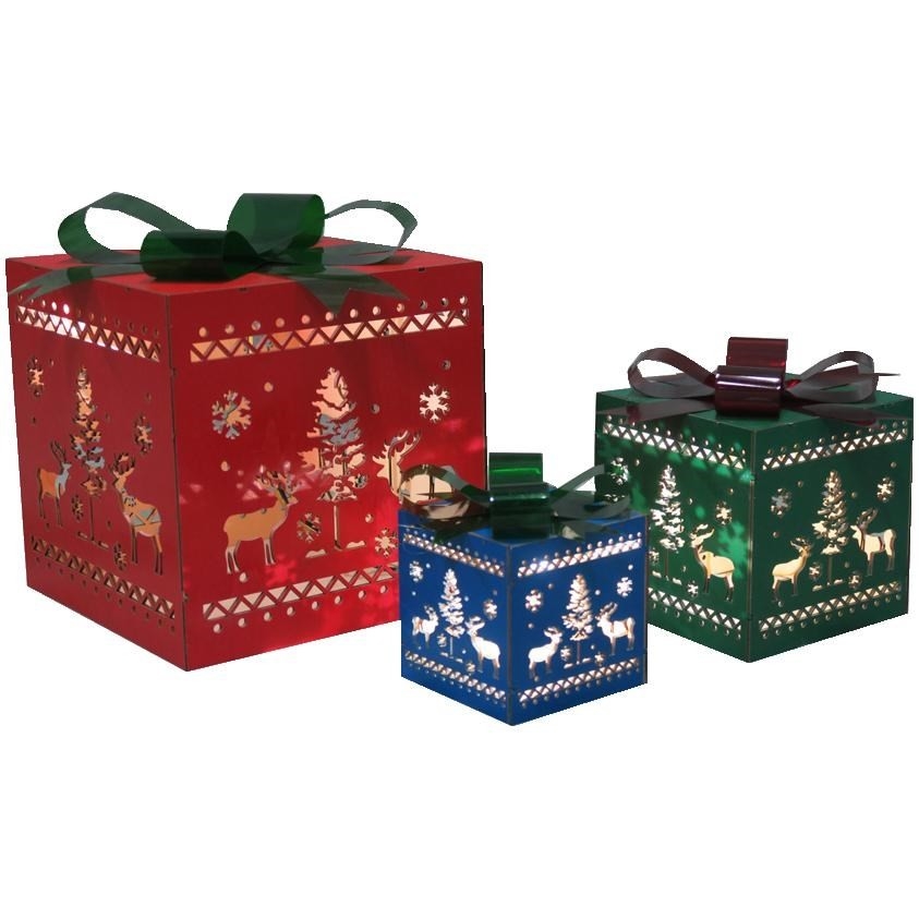 Ensemble de 3 silhouettes lumineuses en forme de boîtes-cadeaux