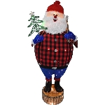 Silhouette lumineuse en forme de père Noël bûcheron en tissu, 48 po