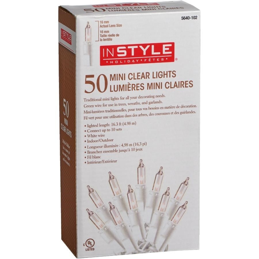 Jeu de 50 lumières miniatures incandescentes sur fil blanc, transparent