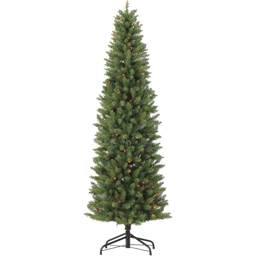 Arbre de Noël mince de 7 pi de style sapin de Jasper, avec lumières multicolores