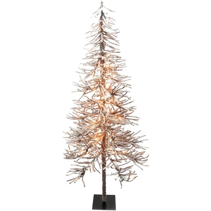 Arbre de Noël enneigé de 36 po sans feuille, avec 35 lumières transparentes