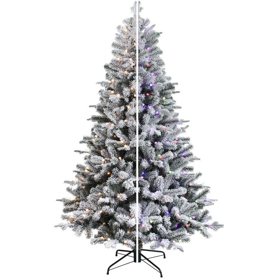 Arbre de Noël de 7 pi de style sapin baumier, avec 300 lumières à DEL aux couleurs changeantes