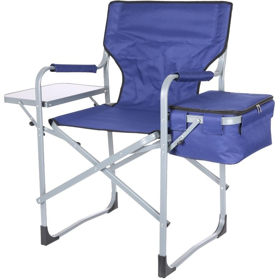 Chaise de camping en aluminium, style directeur avec table latérale et