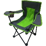 Chaise de camping pour enfant, vert et gris