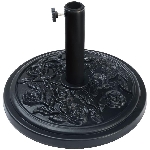 Socle rond noir de 18 po en polyéthylène et ciment pour parasol