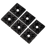 Paquet de 6 bases de fixation pour câble, caoutchouc noir