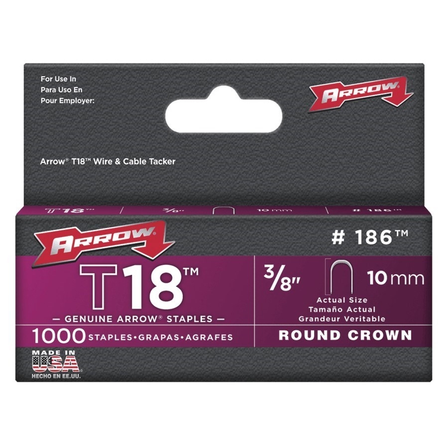 Agrafes T18 Arrow - Boîte De 1000 Agrafes 7/16 Pouces (11 Mm) Pour Agrafeuse Câblage