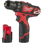 Perceuse de 3/8 po sans fil avec bloc d'alimentation de 12 V au lithium-ion, avec ruban à mesurer en prime