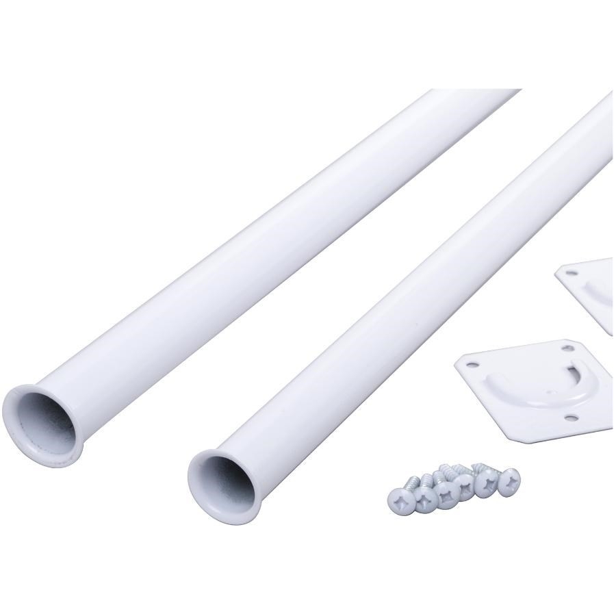 Tringle robuste pour placard extensible de 72 po à 96 po avec supports amovibles, blanc