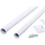 Tringle robuste pour placard extensible de 72 po à 96 po avec supports amovibles, blanc