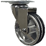 Roulette pivotante de 3 po sur plaque en aluminium chrome luxueux