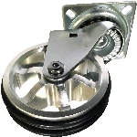 Roulette pivotante de 3 po sur plaque en aluminium chrome luxueux
