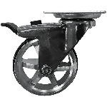 Roulette pivotante de 3 po sur plaque en aluminium chrome luxueux, avec frein