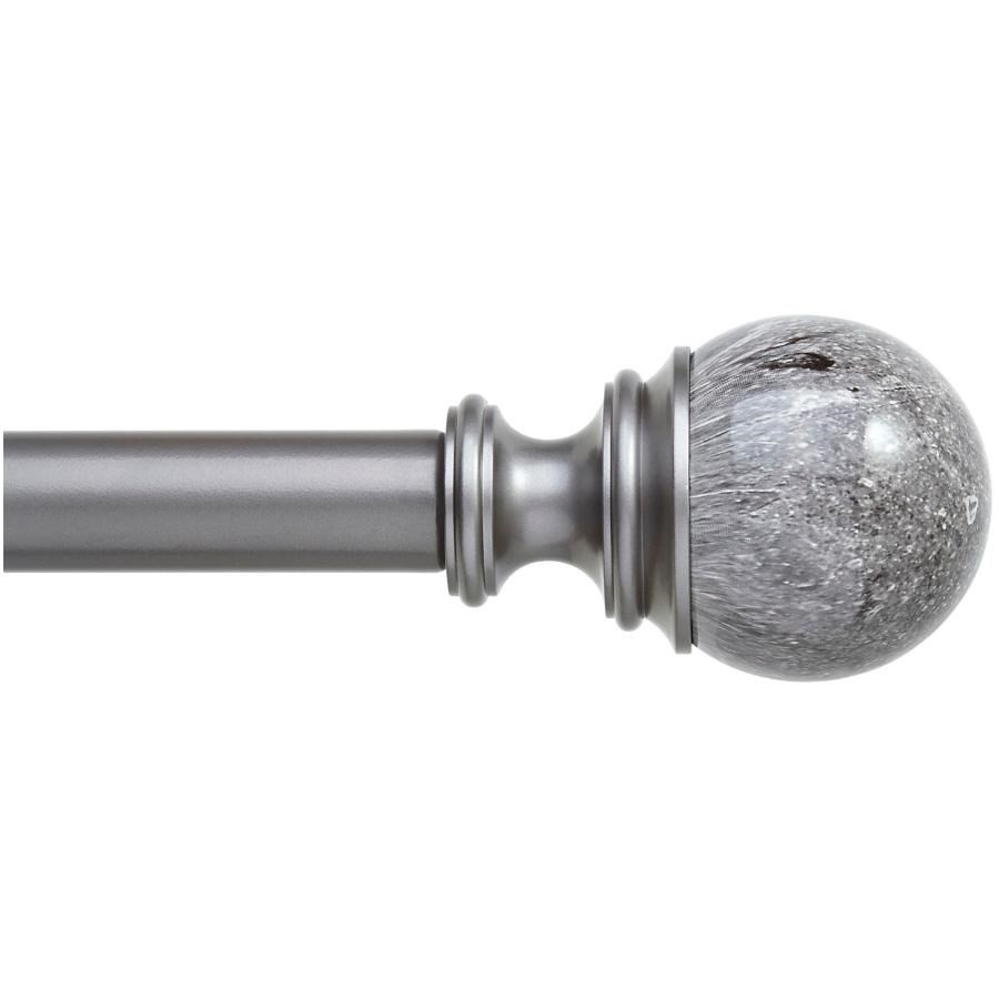 Ensemble de tringle à rideau à boule en étain marbré gris de 66 po à 120 po