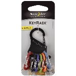 Mousqueton en acier inoxydable KeyRack noir, avec 6 mousquetons en plastique en S