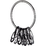 Anneau porte-clé en acier inoxydable, avec 4 mousquetons en S noirs et 4 mousquetons en S en acier inoxydable