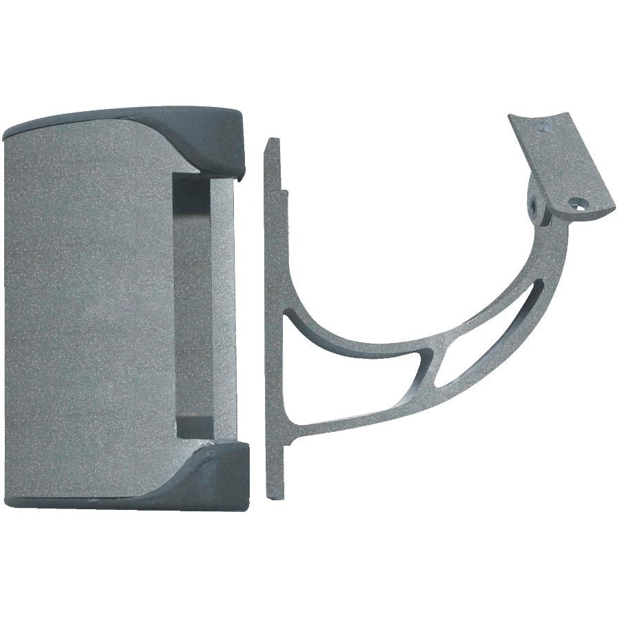 Support de main courante Quick Kit en aluminium satiné monté sur verre