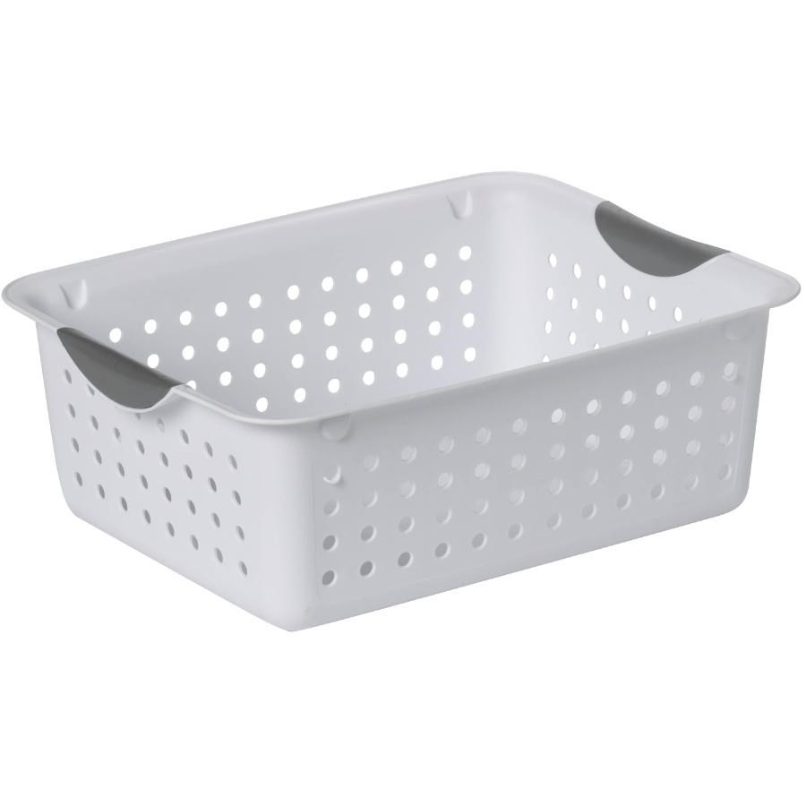 Panier de rangement en plastique blanc, 13,7 po x 10,7 po x 5 po