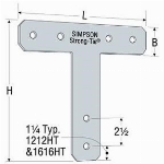 Fixation en T de calibre 14, 6 po x 6 po