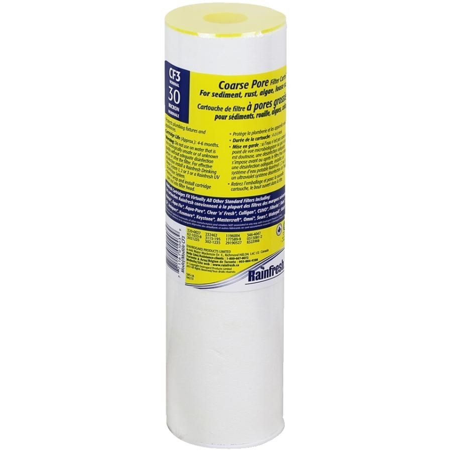 Rainfresh Cartouche Filtrante à Sédiments CF3 - 30 Microns - Compatible Universelle - Jusqu'à 6 Mois