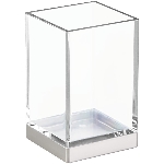 Verre transparent avec décorations au fini nickel brossé, colle