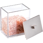 Poubelle transparente avec décorations au fini nickel brossé, c