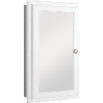 Armoire à pharmacie de 15,75 po x 25,75 po avec miroir, 1 porte pivotante et cadre blanc