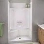 Cabine de douche blanche Essence de 48 po avec siège à gauche, 