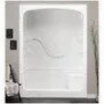 Cabine de douche blanche monopièce de 60 po en acrylique avec drain à gauche