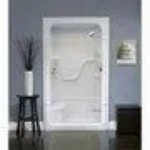 Cabine de douche blanche de 48 po en acrylique avec drain à droite, 1 pièce