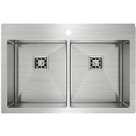 Évier de cuisine double en acier inoxydable à fixation double, avec grille