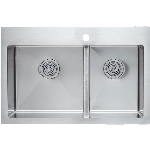 Évier de cuisine en acier inoxydable à fixation double de 31,25 po x 20,5 po x 9 po avec grille de protection