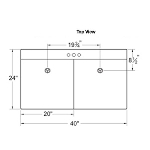 Cuve à lessive double de 24 po x 40 po x 34 po, avec pieds