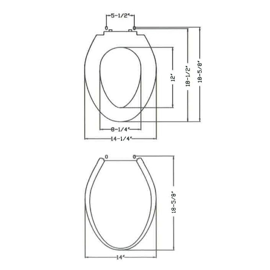 Siège de toilette blanc en plastique à fermeture lente pour toilette allongée