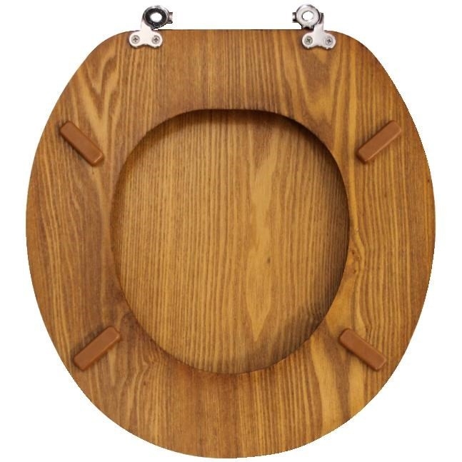 Siège De Toilette Rond Kallista Stafford – Acajou Bois – Charnières Chromées P70034