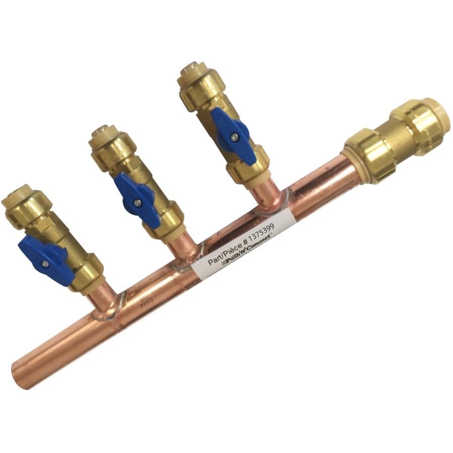 Collecteur à 3 voies Push N' Connect de 3/4 po x 1/2 po avec clapet à extrémité fermée