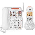 Paquet de 2 téléphones avec cordon/sans fil Dect 6.0 avec répondeur et composition avec photos