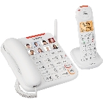 Paquet de 2 téléphones avec cordon/sans fil Dect 6.0 avec répondeur et composition avec photos