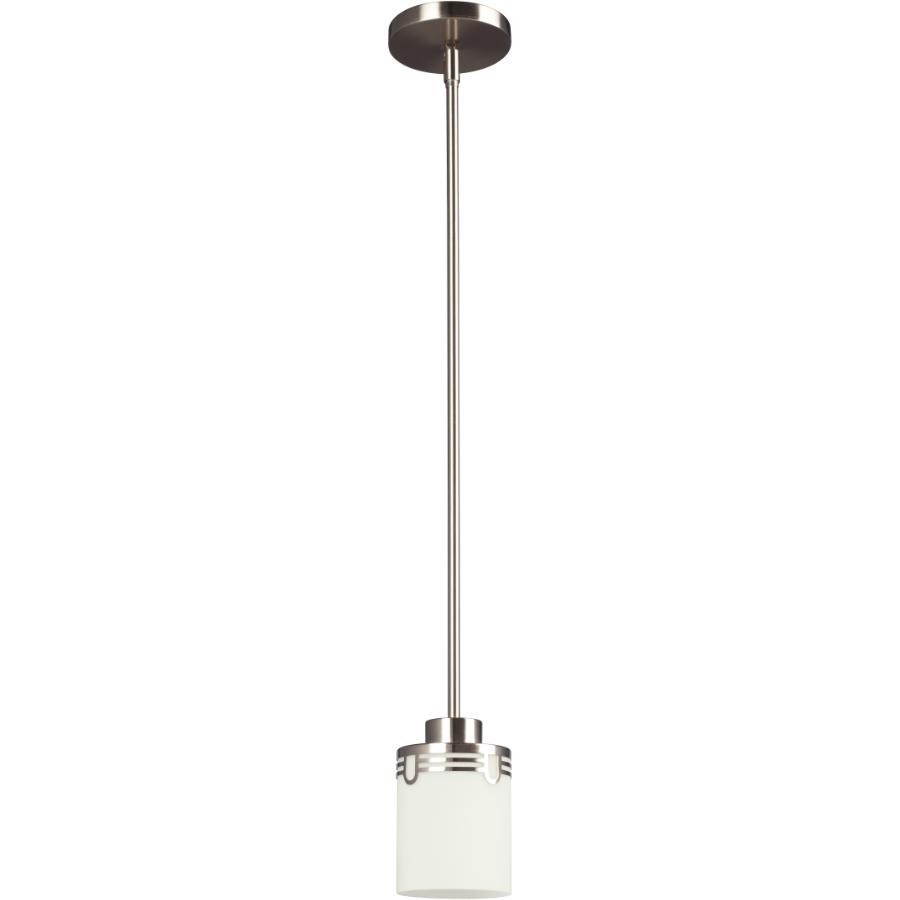 Luminaire suspendu à 1 lampe de la collection Aurora avec verre blanc, nickel brossé